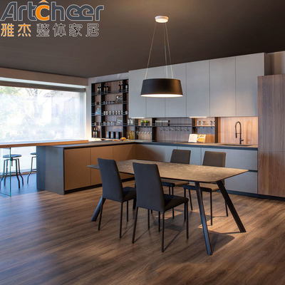 خرید مدل مدرن کابینت آشپزخانه ایلند ایو درجه چوب فنیر و صفحه درب لاکی با درخشش بالا ساخت آنلاین