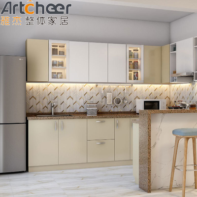 خرید بازار کابینت آشپزخانه چوب بلوط شکل U طراحی با درب و سازمان دهنده ذرات ساخت آنلاین