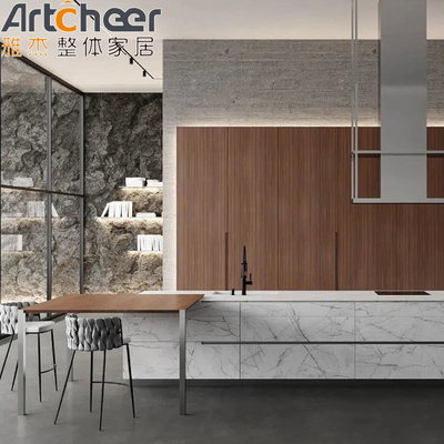 خرید درب کابینت آشپزخانه آکریلیک با قاب آلومینیوم و میز بالای سنگر ساخت آنلاین