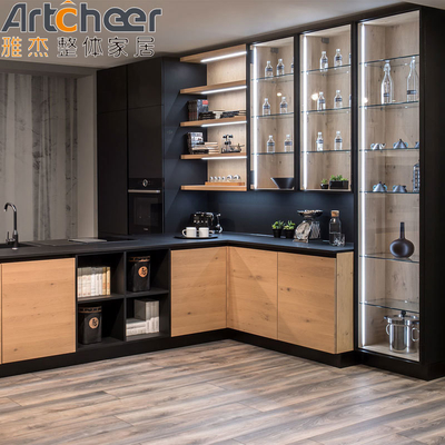 خرید آرتیچر کابینت آشپزخانه چوبی کلاسیک طراحی مدرن با درب های تخته ذرات درجه E0 ساخت آنلاین