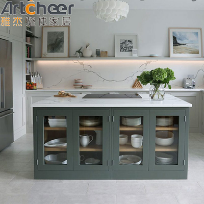 خرید کابینت بار مرکزی جزیره های آشپزخانه با سنگ و کابینت های پایانی درب های ماندگار ساخت آنلاین