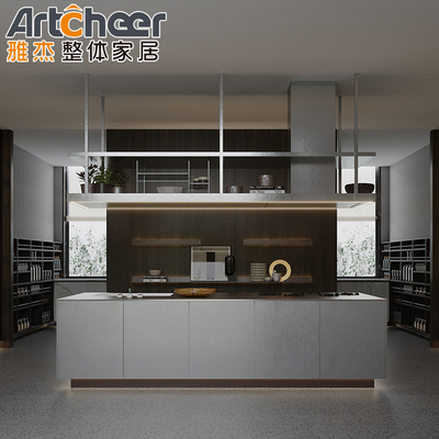 خرید کابینت آشپزخانه مدرن چوبی با جزیره لوکس و مجموعه مبلمان سفارشی ساخت آنلاین