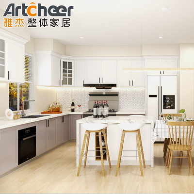 خرید مواد درجه E0 کابینت های چوبی سفارشی برای واحدهای طراحی آشپزخانه مدرن کامل ساخت آنلاین