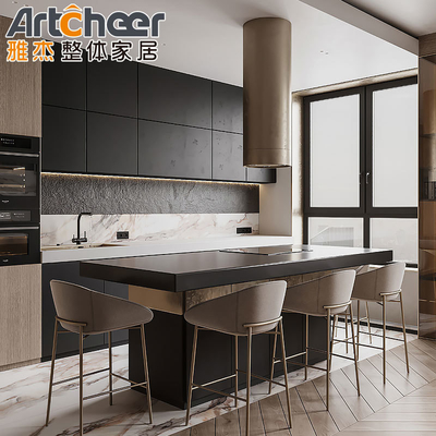 خرید کابینت آشپزخانه چوبی با میز جزیره آشپزخانه و لوازم جانبی کف انگشت ساخت آنلاین