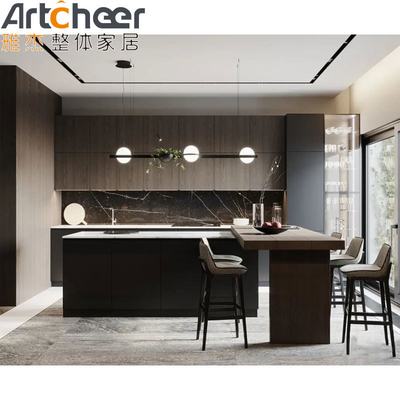 خرید کابینت آشپزخانه طراحی جزیره با قاب چوبی جامد ساخت آنلاین