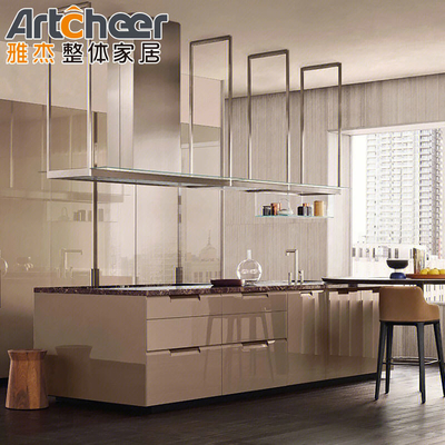 خرید طرح مدرن کابینت آشپزخانه ای ایتالیایی با مواد درب پلائیود و لوازم جانبی اسلاید کشو ساخت آنلاین