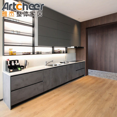 خرید کابینت آشپزخانه اتاق کوچکی با کاراس آلومینیومی دوامدار و طراحی مدرن شکل I ساخت آنلاین