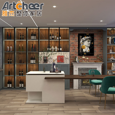 خرید کابینت های آشپزخانه ای سبک آمریکایی با طراحی شاکر جامد و دستگیره فولاد ضد زنگ ساخت آنلاین