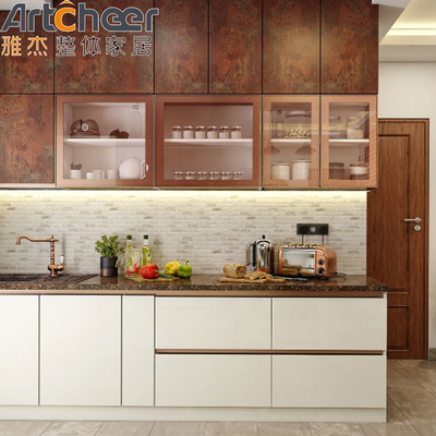 خرید کابینت آشپزخانه ای سبک آمریکایی با طراحی معاصر و ساخت چوبی جامد ساخت آنلاین