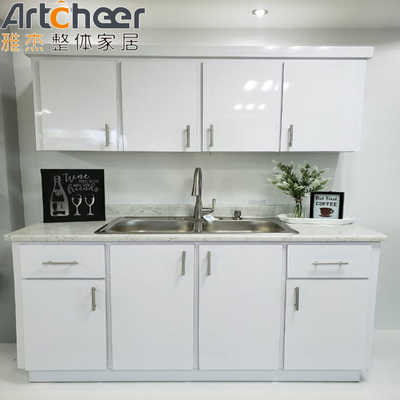 خرید کابینت آشپزخانه منحنی آلومینیوم کوچک با رنگ سفارشی و اندازه ماژولار / RTA ساخت آنلاین