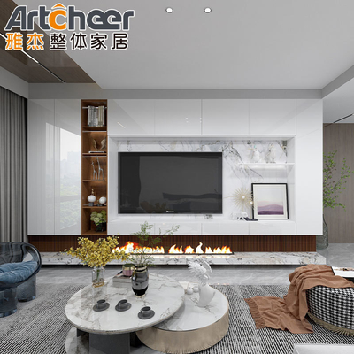 خرید کابینت های تلویزیون چوبی درجه E1 طرح های مبلمان برای اتاق نشیمن مدرن ساخت آنلاین