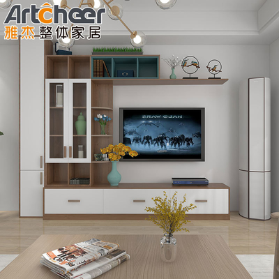خرید خانه مبلمان تلویزیون LED ساده کابینت ایستاده دیواری با درب های کشویی در اندونزی ساخت آنلاین