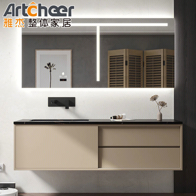 خرید کابینت حمام مستطیل سبک مدرن چوب لوکس غرور مجموعه با کف نصب سینک ساخت آنلاین