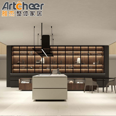 بسته بندی پست N کابینت آشپزخانه با چوب واحد کابینت دیواری و جزیره در رنگ سفید